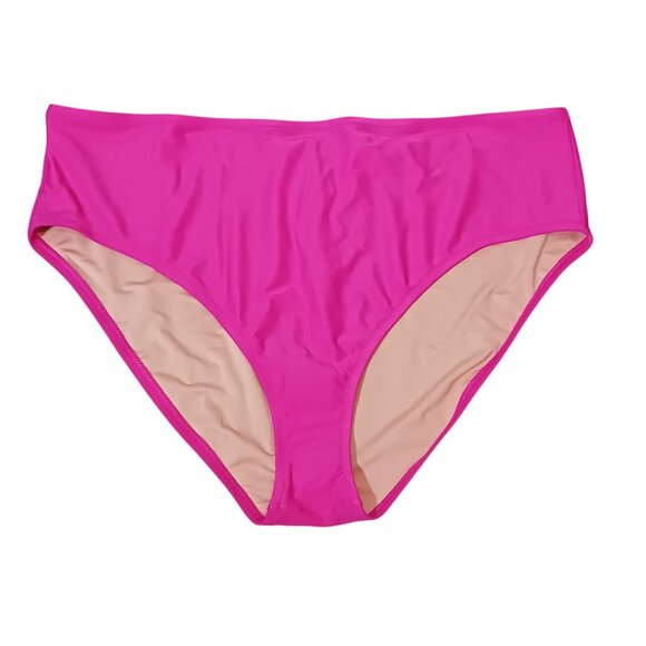 NEW J.Crew Hallie High Waist Moderate Coverage Bikini Bottoms Radiant Fuchsia 2X - Picture 2 of 12